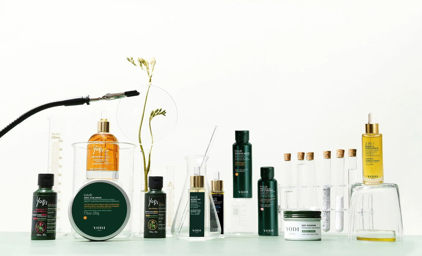 Cosmétiques sans eau Yodi — soins en poudre 100 % actifs, sans conservateurs, Made in France
