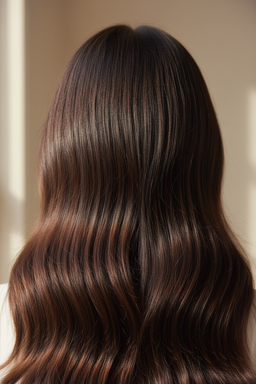 Femme de dos avec cheveux colorés