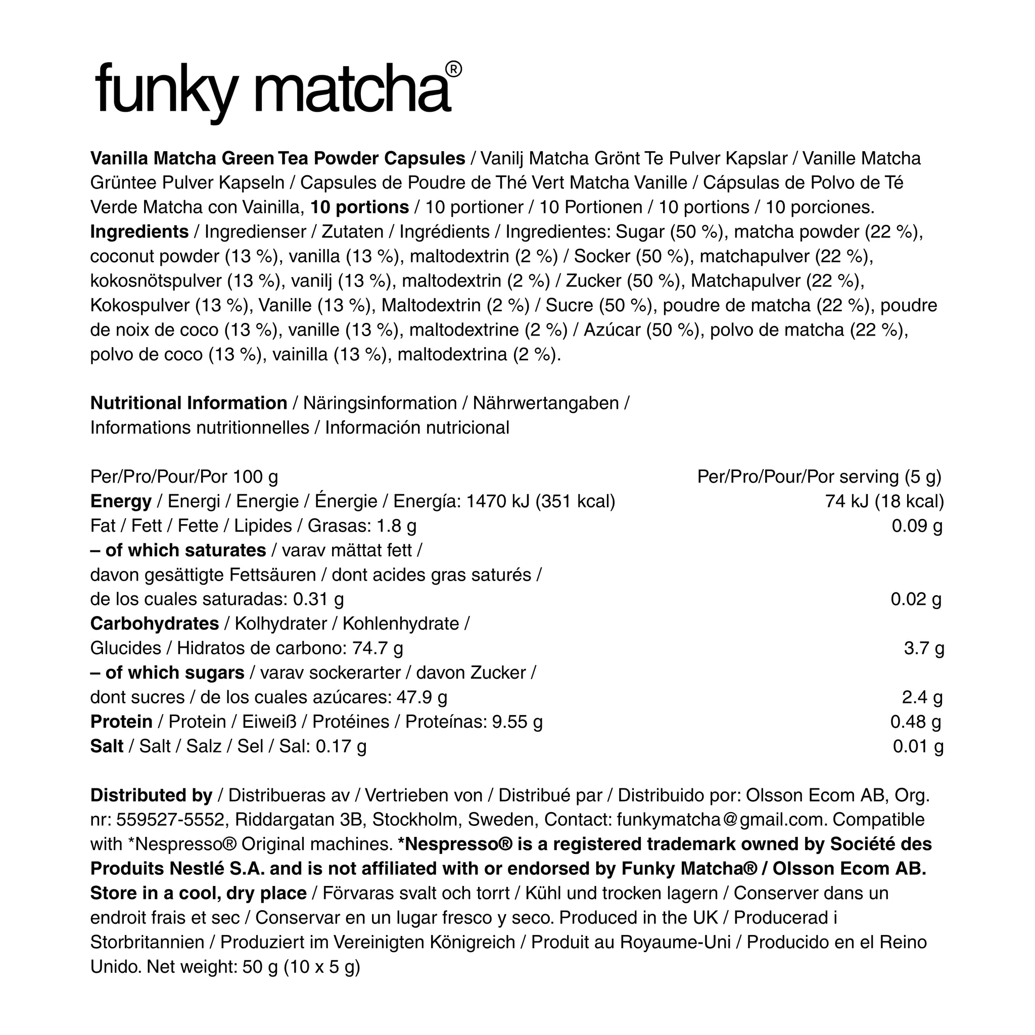 Capsules Matcha Vanille