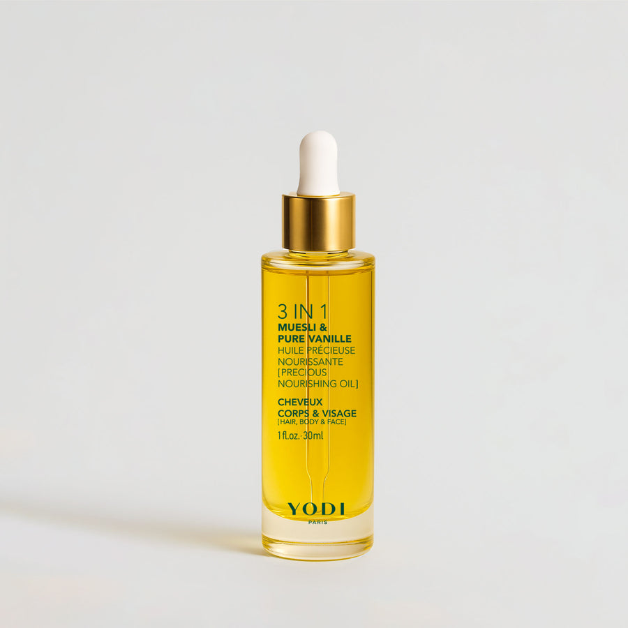 Main visuel huile muesli et goutte d'huile