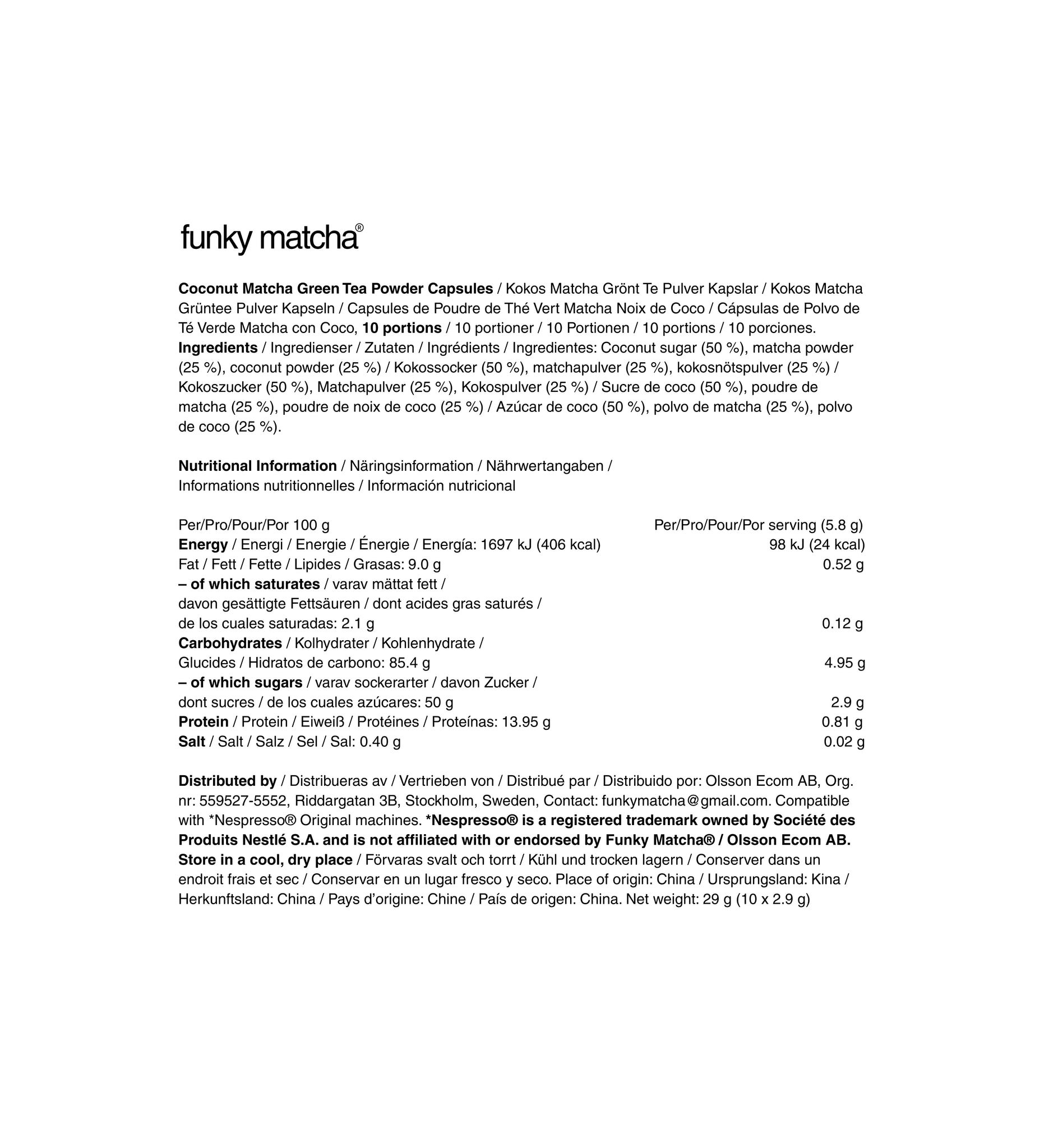 Capsules Matcha Noix de Coco