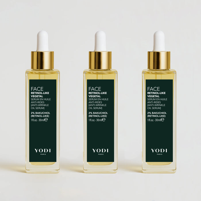 Trio de sérums en huile Anti Rides Rétinol-Like Végétal Yodi, flacons 30 ml