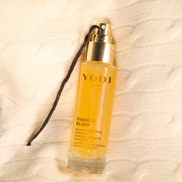 brume aloe vera vanille elixir yodi sur lit draps coconning 
